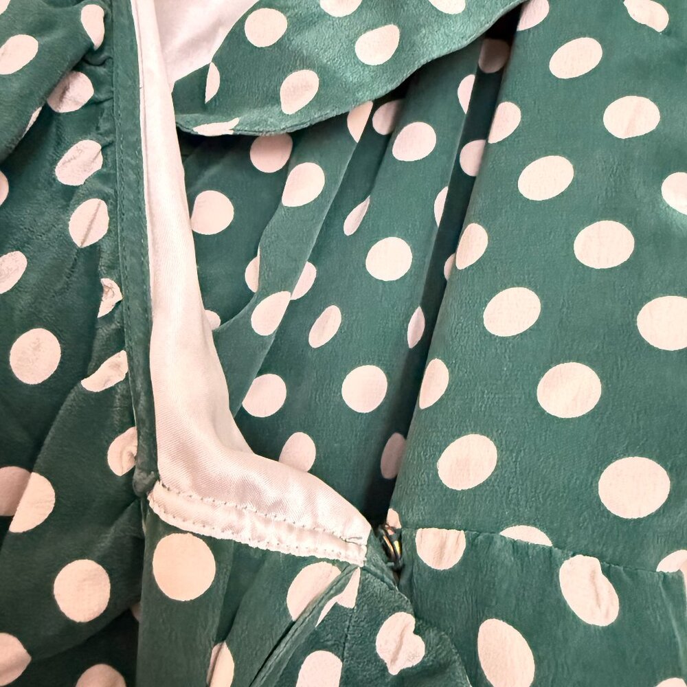 kate spade Green and White Polka Dot Long Sleeve Wrap Dress - Picture 6 of 11